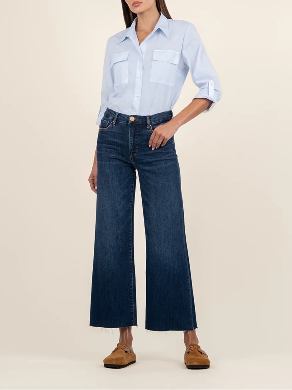 Kut From The Kloth Meg Fab Ab Wide Leg High Rise Blue Jeans Womens Size 18P - Picture 1 of 7